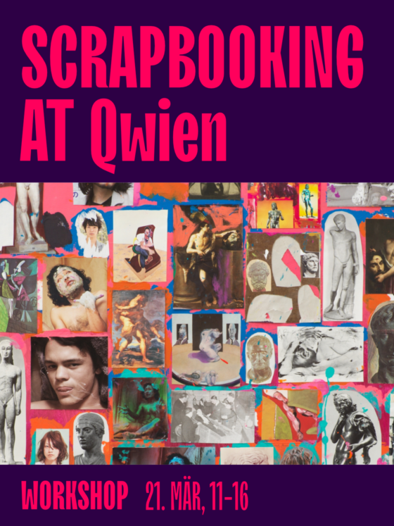 Buntes Scrapbooking-Workshop-Plakat mit verschiedenen Collagen und Informationen zum Event.