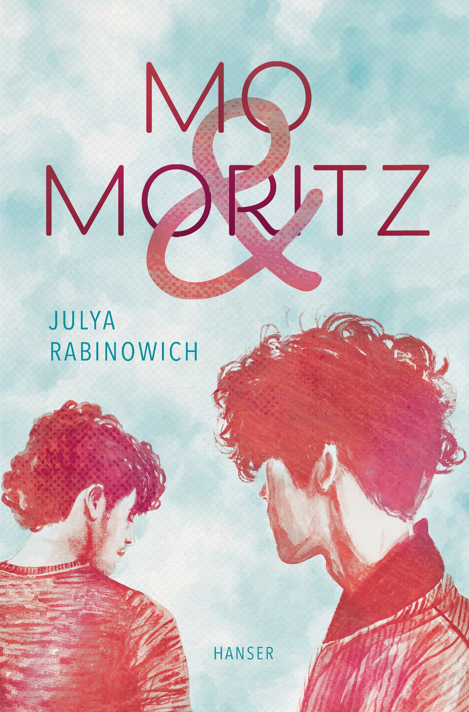 Buchcover von "Mo & Moritz" mit zwei silhouettierten Figuren vor einem aquarellierten Hintergrund.