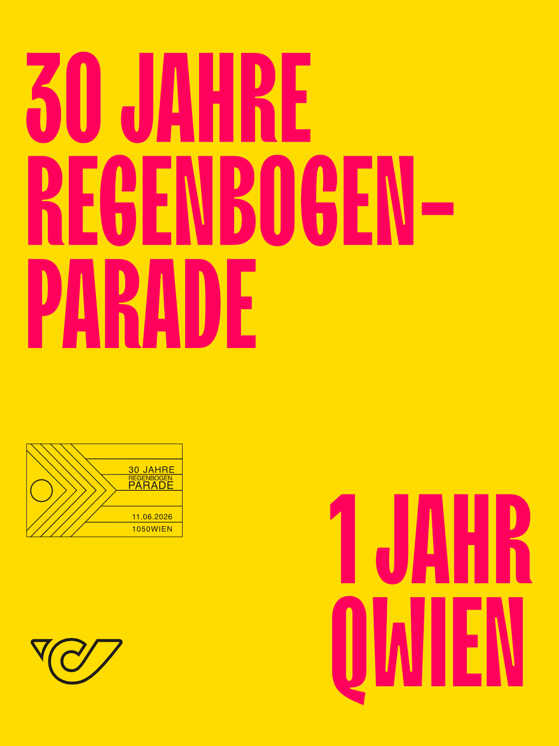 Präsentation einer Sonderbriefmarke zum 30. Jubiläum der Regenbogenparade in Qwien.